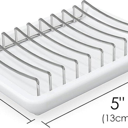 Soap Dish - Soap Holder - Double-Layer Ceramic Soap Dish - Bathroom Soap Dish Made of 304 Stainless Steel - Self-Draining Soap Holder - Suitable for Bathrooms, Kitchens and Travel..