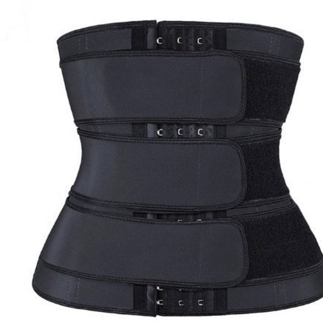 Women Sweat Reducer Training Belt - Sweatband - Waist Trainer - Slimming Belly Band - 3-Row Closure & Breathable Material - Extended Sizes (S to 6XL) - Black, XXXL