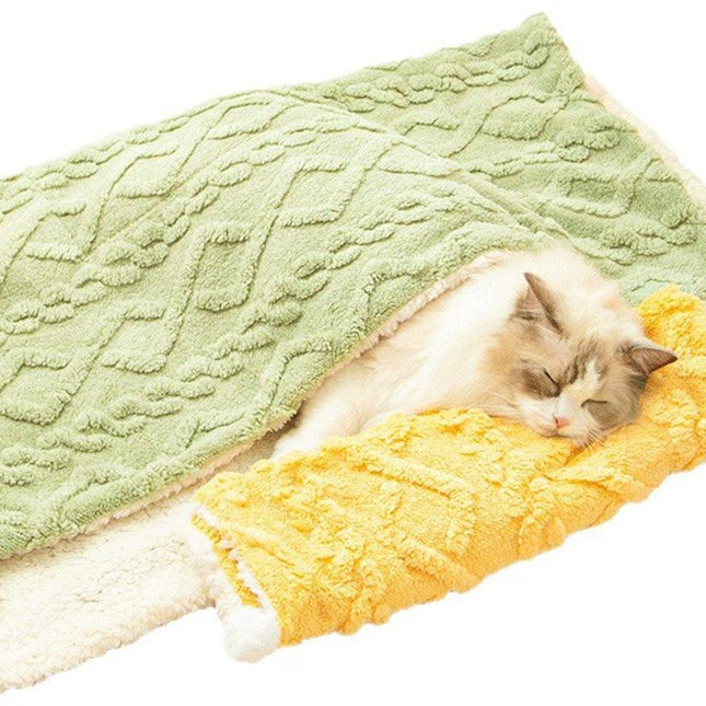 Pet Mat - Soft Pet Blanket - Warm Plush Blanket for Dogs and Cats - Comfortable & Cozy Sleep Blanket - 55*45cm - Yellow.
