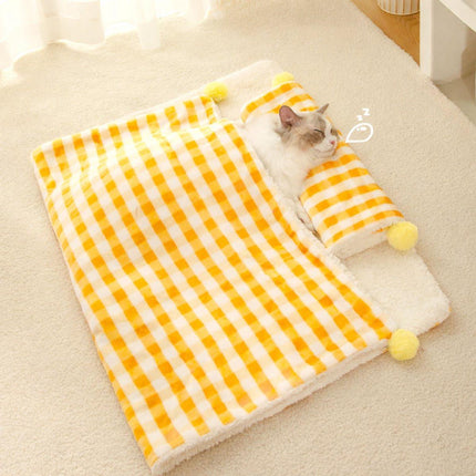 Pet Mat - Soft Pet Blanket - Warm Plush Blanket for Dogs and Cats - Comfortable & Cozy Sleep Blanket - 55*45cm - Yellow.