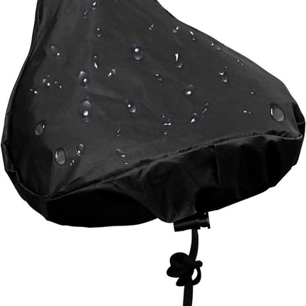 Waterproof Bicycle Saddle Cover with Drawstring - Black - Universal Size 24x27 cm - Protects Against Rain & Dirt.