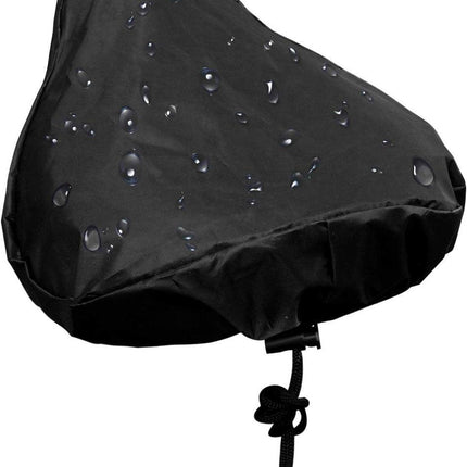 Waterproof Bicycle Saddle Cover with Drawstring - Black - Universal Size 24x27 cm - Protects Against Rain & Dirt.