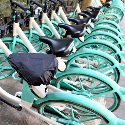 Waterproof Bicycle Saddle Cover with Drawstring - Black - Universal Size 24x27 cm - Protects Against Rain & Dirt.