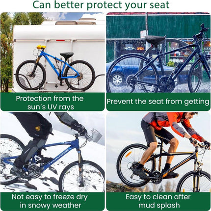 Waterproof Bicycle Saddle Cover with Drawstring - Black - Universal Size 24x27 cm - Protects Against Rain & Dirt.