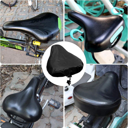 Waterproof Bicycle Saddle Cover with Drawstring - Black - Universal Size 24x27 cm - Protects Against Rain & Dirt.