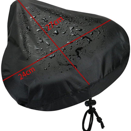 Waterproof Bicycle Saddle Cover with Drawstring - Black - Universal Size 24x27 cm - Protects Against Rain & Dirt.