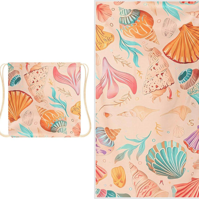 Beach Towel - 2-in-1 Foldable Beach Towel Backpack - Printed Bath Towel - Convertible Beach Mat & Carry Bag - Perfect Companion for Camping, Yoga & Travel（Shell）.