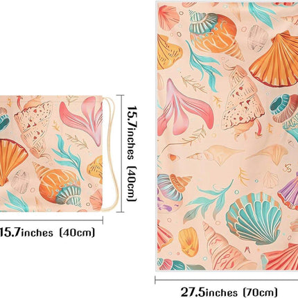 Beach Towel - 2-in-1 Foldable Beach Towel Backpack - Printed Bath Towel - Convertible Beach Mat & Carry Bag - Perfect Companion for Camping, Yoga & Travel（Shell）.