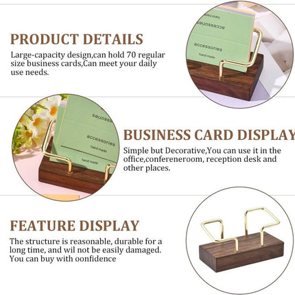 Business Card Holder - Wooden Display Rack - Desk Business Card Holder - Wooden Business Card Holder - Suitable for offices, homes, exhibition stands, receptions, events, meeting rooms and as a promotional gift.（A）.