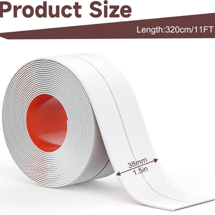 Sealing Strip - 3 Rolls - Bathtub Sealing Strip - Bathroom Sealing Tape - Waterproof Sealing Tape - Suitable for Kitchens, Washbasins, Bathtubs, Toilets and Shower Rooms - Sealing Tools Required - White.
