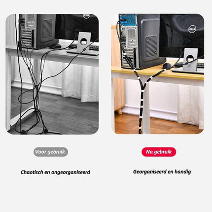 Cable Organizer with Velcro - Cable Ties for Data Cables - Reusable Straps - For storing mobile phone cables, laptop cables and chargers (Gray roll, 5 meters * 1.2 cm).