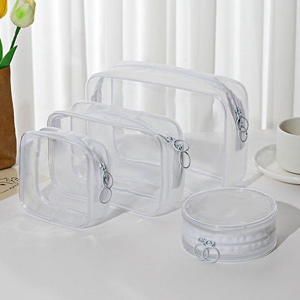 Storage Bag - 4 Pieces - Portable Storage Bag - Simple Makeup Bag - Foldable - Transparent.