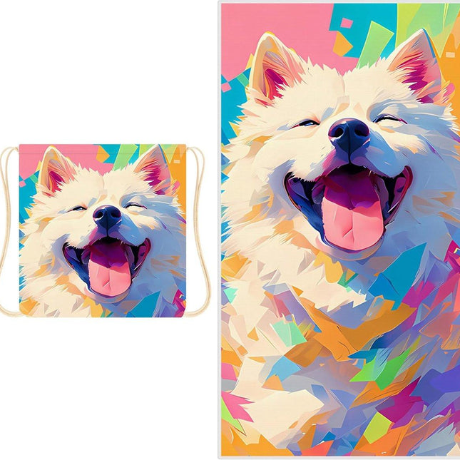 Beach Towel - 2-in-1 Foldable Beach Towel Backpack - Printed Bath Towel - Convertible Beach Mat & Carry Bag - Perfect Companion for Camping, Yoga & Travel（Pup）.