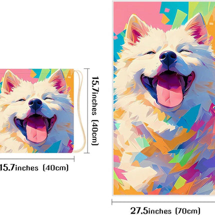 Beach Towel - 2-in-1 Foldable Beach Towel Backpack - Printed Bath Towel - Convertible Beach Mat & Carry Bag - Perfect Companion for Camping, Yoga & Travel（Pup）.