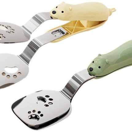 Spatula - Set of Two - Baking Tongs - Stainless Steel Tongs with Bear Claw Shape - Suitable for kitchen and camping use, for making pasta, toast, baking, desserts, canned food and barbecuing..