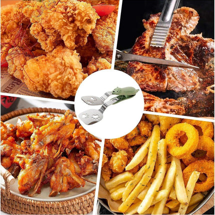 Spatula - Set of Two - Baking Tongs - Stainless Steel Tongs with Bear Claw Shape - Suitable for kitchen and camping use, for making pasta, toast, baking, desserts, canned food and barbecuing..