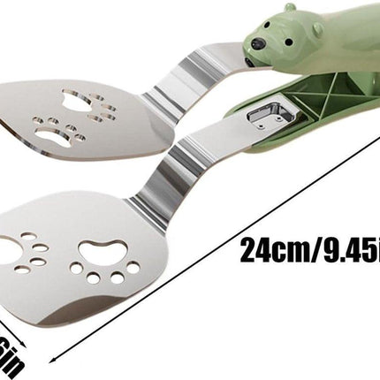 Spatula - Set of Two - Baking Tongs - Stainless Steel Tongs with Bear Claw Shape - Suitable for kitchen and camping use, for making pasta, toast, baking, desserts, canned food and barbecuing..
