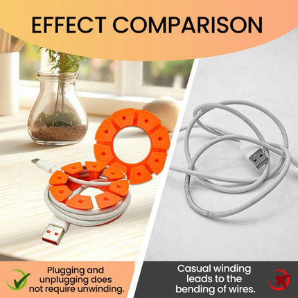 Cable Holder Set | Cable Organizer | Travel Cable Organizer – 4-pack – Cable Organizer for USB Charging Cable, HDMI Cable, Power Cord, Audio Cable & Mouse Cable – Orange.