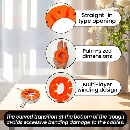 Cable Holder Set | Cable Organizer | Travel Cable Organizer – 4-pack – Cable Organizer for USB Charging Cable, HDMI Cable, Power Cord, Audio Cable & Mouse Cable – Orange.