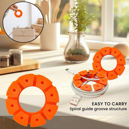 Cable Holder Set | Cable Organizer | Travel Cable Organizer – 4-pack – Cable Organizer for USB Charging Cable, HDMI Cable, Power Cord, Audio Cable & Mouse Cable – Orange.