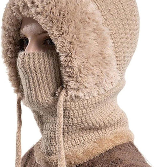 3-in-1 Insulated Hat, Scarf & Face Mask - Ski Face Mask - Warm Knitted Windproof Headband/Scarf for Fall/Winter - Suitable for Skiing, Hiking and Other Outdoor Sports - Khaki.