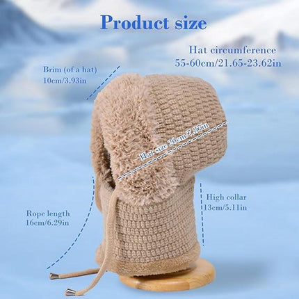 3-in-1 Insulated Hat, Scarf & Face Mask - Ski Face Mask - Warm Knitted Windproof Headband/Scarf for Fall/Winter - Suitable for Skiing, Hiking and Other Outdoor Sports - Khaki.