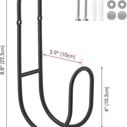 Garden Hose Hanging System - Wall Mount for Neat Storage - Stainless Steel Frame - Black.