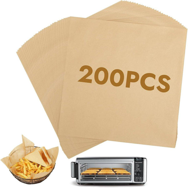 Baking Paper - 12-inch Airfryer Baking Paper - 200 Sheets - Disposable Airfryer Liner - Oven Accessory with Hinged Lid.