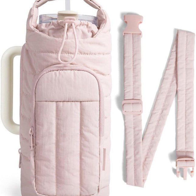 Handbag - Bottle Holder - Suitable for 950ml/1200ml water bottles - With shoulder strap and phone pocket - Unisex - The perfect companion for hiking and camping trips (Light Pink).