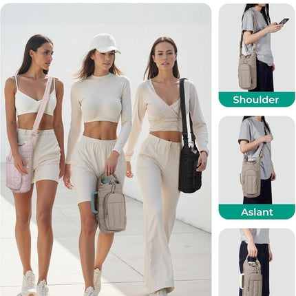 Handbag - Bottle Holder - Suitable for 950ml/1200ml water bottles - With shoulder strap and phone pocket - Unisex - The perfect companion for hiking and camping trips (Light Pink).