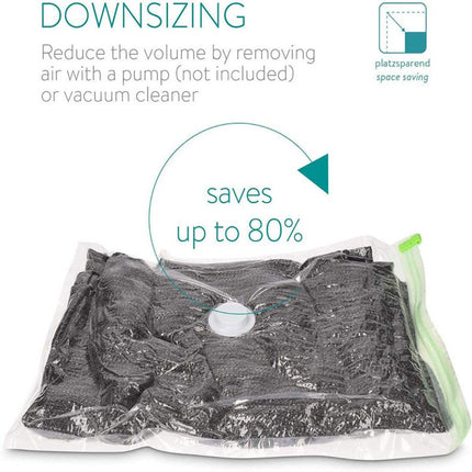 Vacuum Bags for Clothes - Set of 4 - with Manual Inflation Function - 120x100cm.