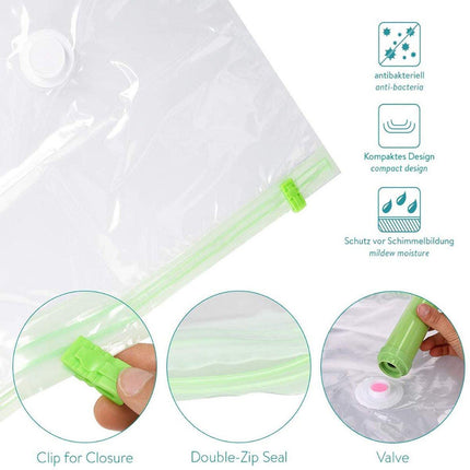 Vacuum Bags for Clothes - Set of 4 - with Manual Inflation Function - 120x100cm.