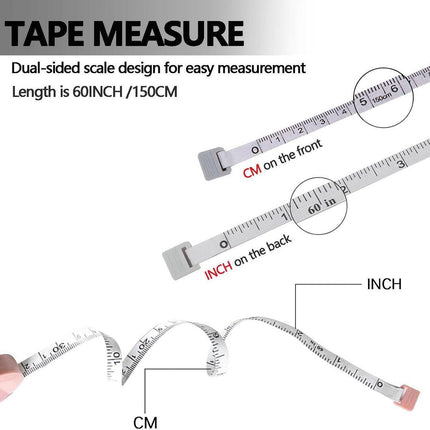 Measuring Tape - 3-Pack - Extendable Measuring Tape - Double-Sided Flexible Measuring Tape - Suitable for Measuring Body Sizes - 60 Inches (1.5 Meters) - Can Be Used for Sewing Fabrics, Making Clothes, Etc. (Macaron Blue, Pink, Green).