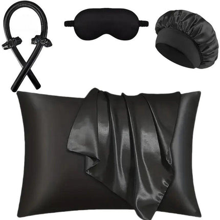 Hair Rollers - 6-Piece - Heatless Curling Iron - Heatless Curls - Curls without Heat - Includes Hair Clip and Satin Sleep Cap (Black).