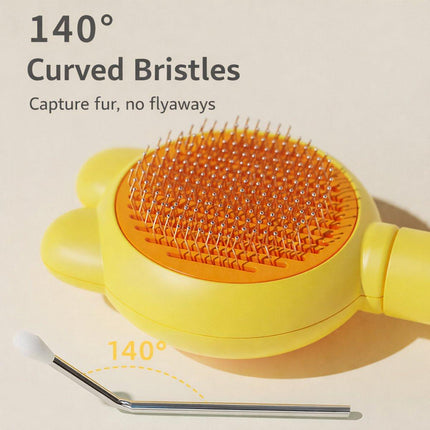 Pet Comb for Cats - Silicone Grooming Brush - For Long and Short Hair Coats - Fun Tools for Removing Pet Hair - Yellow.
