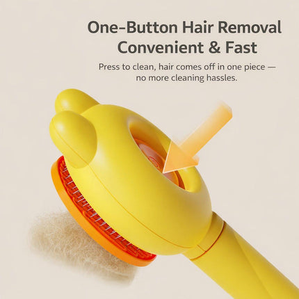 Pet Comb for Cats - Silicone Grooming Brush - For Long and Short Hair Coats - Fun Tools for Removing Pet Hair - Yellow.
