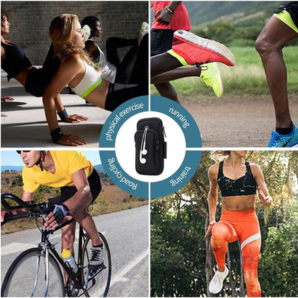Running Armband - Phone Armband - Wearable Phone Armband - With Earphone Hole and Phone Pocket for Running - Armband for Fitness and Cycling (Black).