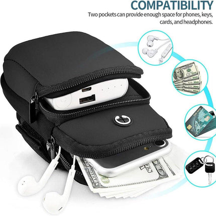 Running Armband - Phone Armband - Wearable Phone Armband - With Earphone Hole and Phone Pocket for Running - Armband for Fitness and Cycling (Black).