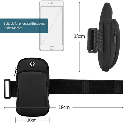 Running Armband - Phone Armband - Wearable Phone Armband - With Earphone Hole and Phone Pocket for Running - Armband for Fitness and Cycling (Black).