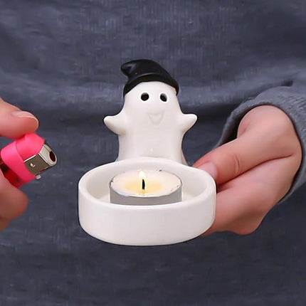 1 Piece - Ceramic Ghost Candle Holder - Cute Ghost Ornament - Birthday Gift - Desk Decoration (Style 2).