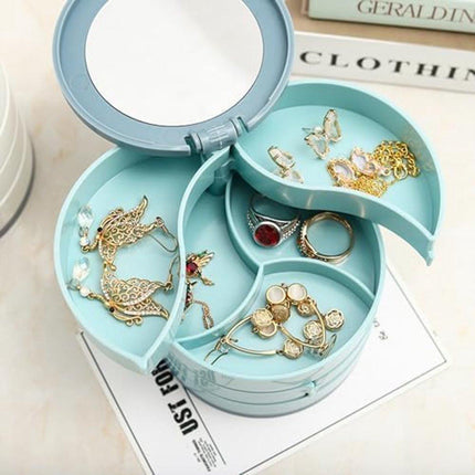 Jewelry Box - Foldable Storage Box - Rotating Jewelry Box with Multiple Layers - Elegant Storage Box for Earrings - Dust-free and Compact - Suitable for Earrings and Jewelry (Blue).