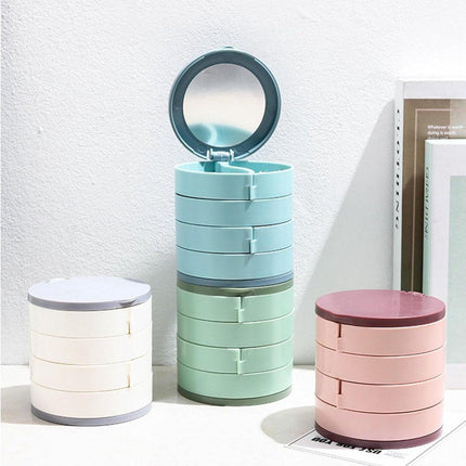 Jewelry Box - Foldable Storage Box - Rotating Jewelry Box with Multiple Layers - Elegant Storage Box for Earrings - Dust-free and Compact - Suitable for Earrings and Jewelry (Blue).