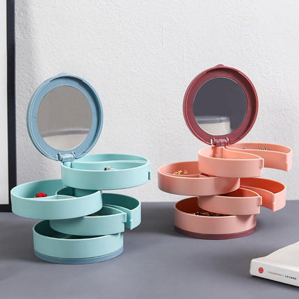 Jewelry Box - Foldable Storage Box - Rotating Jewelry Box with Multiple Layers - Elegant Storage Box for Earrings - Dust-free and Compact - Suitable for Earrings and Jewelry (Blue).