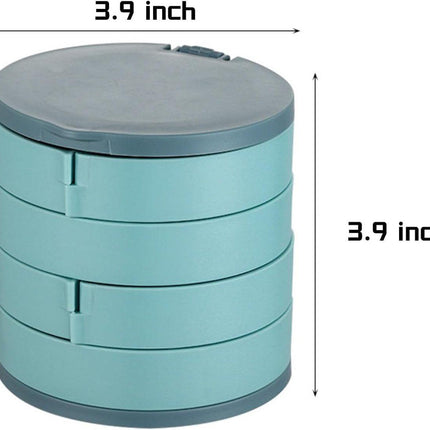 Jewelry Box - Foldable Storage Box - Rotating Jewelry Box with Multiple Layers - Elegant Storage Box for Earrings - Dust-free and Compact - Suitable for Earrings and Jewelry (Blue).