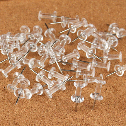 Set of 200 Transparent Push Pins - 11mm Long - Suitable for noticeboards, cards, posters and craft projects.