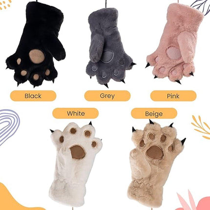 Gloves - 1 pair - Winter gloves - Cartoon gloves - Neckband - Children's gloves - Warm gloves - Plush gloves - One size（White）.