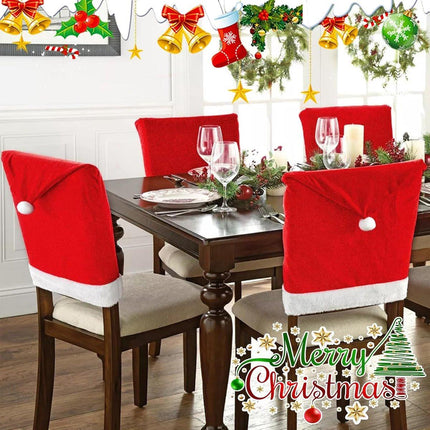 Chair Covers - Set of 5 - Christmas Chair Covers - Red Chair Covers - Christmas Chair Covers - Christmas Decorations.