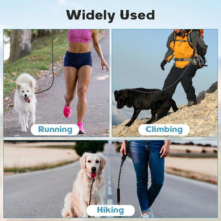 1.8m Long Dog Training Leash - Durable, tension-free polyester dog leash with two padded handles and reflective thread - For small and medium-sized dogs - Black.
