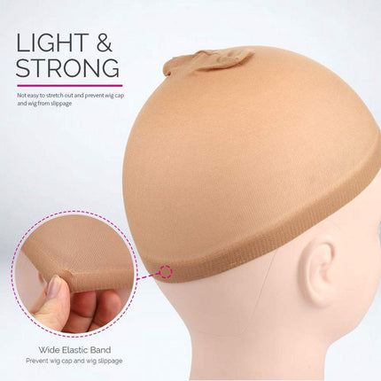 5-piece set - light brown - elastic - wig cap.