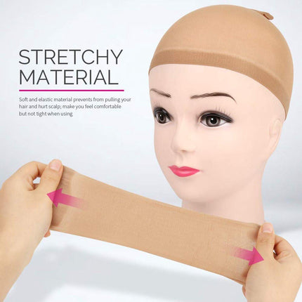 5-piece set - light brown - elastic - wig cap.